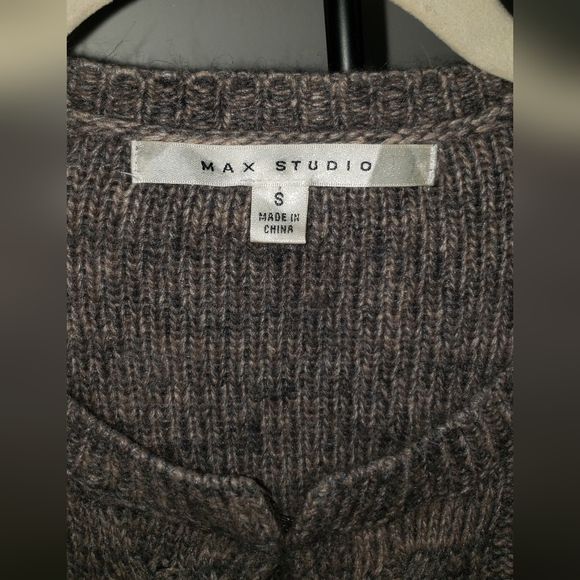 Max Studio | Angora Rabbit Hair Cable Knit Cardigain Sweater - Picture 2 of 4